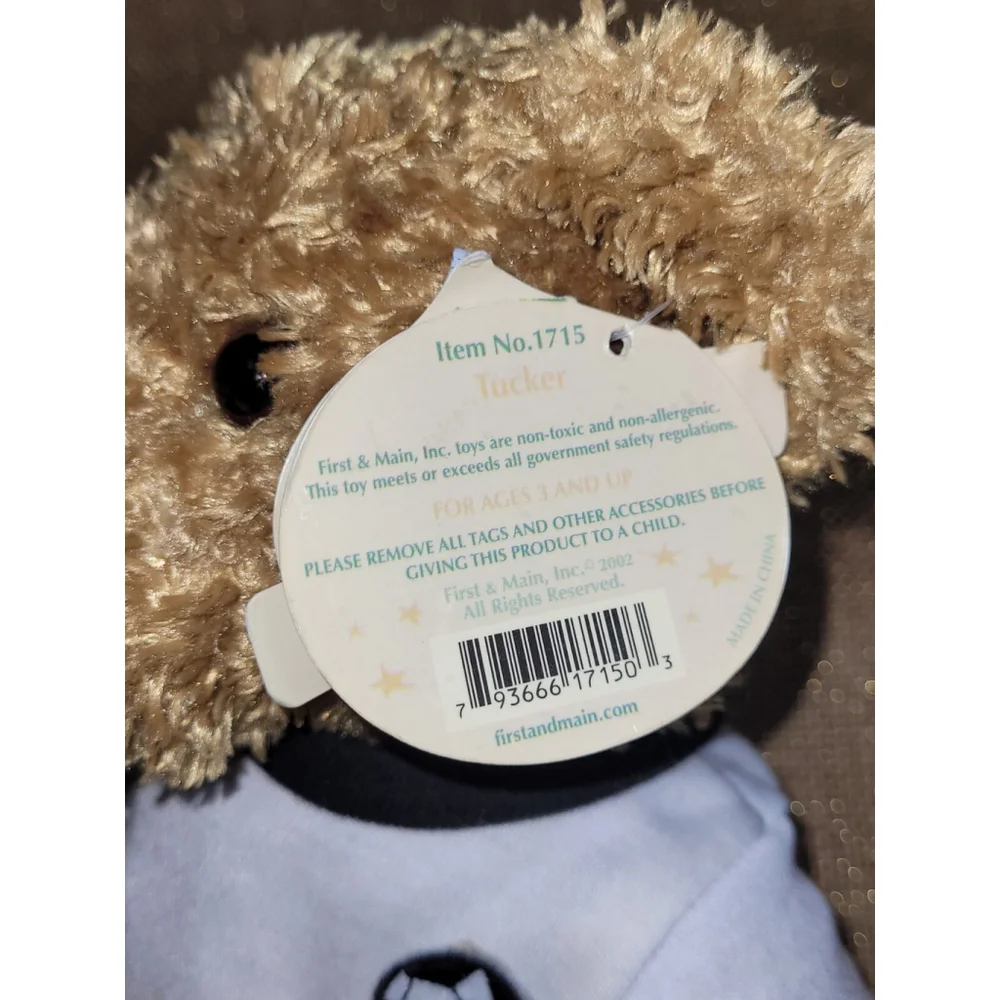 Vintage First & Main Soccer Uniform Teddy Bear Curly Hand Crafted With Tags 2002
